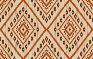 Kumaş ikat sanatı. Geometrik etnik düzen kabilesel olarak kusursuz. Hint tarzı. Arkaplan, duvar kağıdı, illüstrasyon, kumaş, giysi, halı, tekstil, batik, nakış için tasarım.