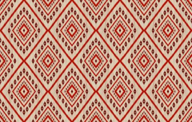 Soyut ikat sanatı. Geometrik etnik düzen kabilesel olarak kusursuz. Kumaş Hint tarzı. Arkaplan, duvar kağıdı, illüstrasyon, kumaş, giysi, halı, tekstil, batik, nakış için tasarım.