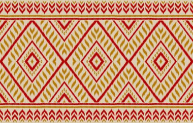 Güzel bir halı sanatı. Geometrik etnik düzen kabilesel olarak kusursuz. Kumaş Hint tarzı. Arkaplan, duvar kağıdı, illüstrasyon, kumaş, giysi, halı, tekstil, batik, nakış için tasarım.