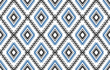 Soyut ikat sanatı. Geometrik etnik düzen kabilesel olarak kusursuz. Amerikan, Meksika tarzı. Arkaplan, duvar kağıdı, illüstrasyon, kumaş, giysi, halı, tekstil, batik, nakış için tasarım.