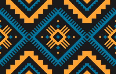 Geometrik etnik düzen kabilesel olarak kusursuz. Amerikan, Meksika tarzı. Arkaplan, duvar kağıdı, illüstrasyon, kumaş, giysi, halı, tekstil, batik, nakış için tasarım.