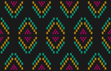 Geometrik etnik düzen kabilesel olarak kusursuz. Amerikan, Meksika tarzı. Arkaplan, duvar kağıdı, illüstrasyon, kumaş, giysi, halı, tekstil, batik, nakış için tasarım.
