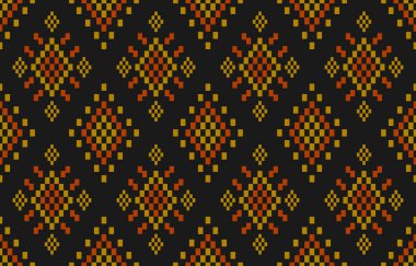 Kabiledeki etnik geometrik kusursuz desen. Kumaş etnik Aztek tarzı. Arkaplan, duvar kağıdı, illüstrasyon, kumaş, giysi, halı, tekstil, batik, nakış için tasarım.