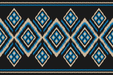 Halı Etnik Şablon Sanatı. Geometrik etnik örgü, kabilesel düzende kusursuz desen. Meksika usulü. Arkaplan, duvar kağıdı, illüstrasyon, kumaş, giysi, halı, tekstil, batik, nakış için tasarım.
