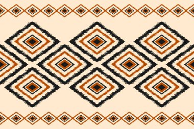 Halı Etnik Şablon Sanatı. Geometrik etnik örgü, kabilesel düzende kusursuz desen. Meksika usulü. Arkaplan, duvar kağıdı, illüstrasyon, kumaş, giysi, halı, tekstil, batik, nakış için tasarım.