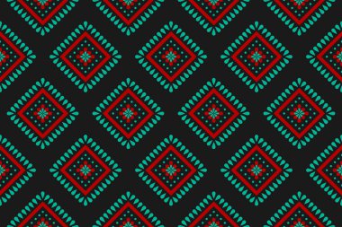 Kumaş çiçek desenli arka plan. Geleneksel geometrik etnik doğulu kusursuz desen. Duvar kağıdı, illüstrasyon, kumaş, giysi, halı, tekstil, batik, nakış için tasarım.