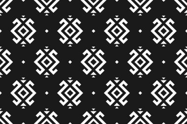 Geometrik etnik kalıplar geleneksel. Aztek etnik süs baskısı. Kabile şablonu. Arkaplan, kumaş, giysi, halı, tekstil, batik, nakış için tasarım.