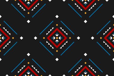 Kumaş kabile tarzı. Geometrik etnik kalıplar geleneksel. Aztek etnik süs baskısı. Arkaplan, kumaş, giysi, halı, tekstil, batik, nakış için tasarım.