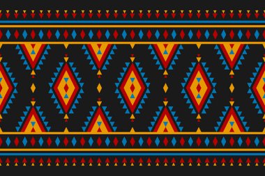 Halı kabile desenli sanat. Geometrik etnik kalıplar geleneksel. Amerikan, Meksika tarzı. Arkaplan, duvar kağıdı, illüstrasyon, kumaş, giysi, halı, tekstil, batik, nakış için tasarım.