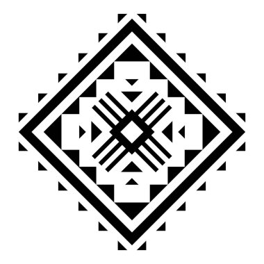 Geometrik etnik model sanatı. Amerikan, Meksika tarzı. Geçmişi Aztek kabilesi süsü. Kumaş, giysi, tekstil, logo, sembol tasarımı.