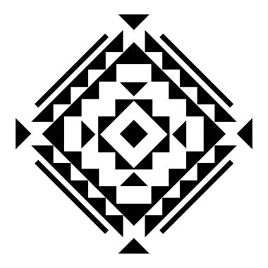 Geometrik etnik model sanatı. Amerikan, Meksika tarzı. Geçmişi Aztek kabilesi süsü. Kumaş, giysi, tekstil, logo, sembol tasarımı.