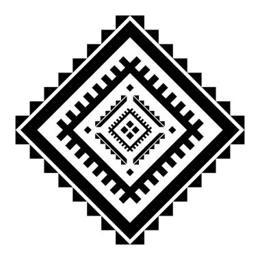 Geometrik etnik model sanatı. Amerikan, Meksika tarzı. Geçmişi Aztek kabilesi süsü. Kumaş, giysi, tekstil, logo, sembol tasarımı.