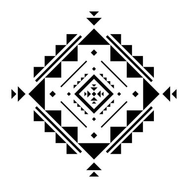 Geometrik etnik model sanatı. Amerikan, Meksika tarzı. Geçmişi Aztek kabilesi süsü. Kumaş, giysi, tekstil, logo, sembol tasarımı.