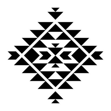 Geometrik etnik model sanatı. Amerikan, Meksika tarzı. Geçmişi Aztek kabilesi süsü. Kumaş, giysi, tekstil, logo, sembol tasarımı.