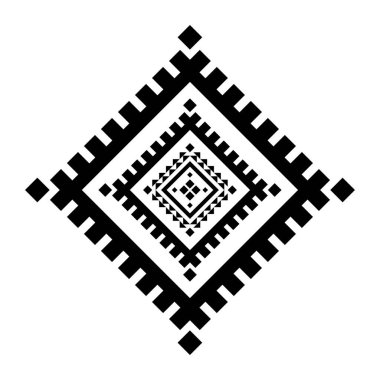 Geometrik etnik model sanatı. Amerikan, Meksika tarzı. Geçmişi Aztek kabilesi süsü. Kumaş, giysi, tekstil, logo, sembol tasarımı.
