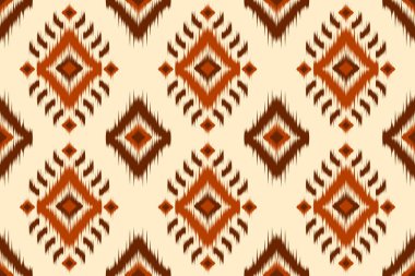 Çok güzel bir etnik köken. Geometrik etnik örgü, kabilesel düzende kusursuz desen. Kumaş Hint tarzı. Duvar kağıdı, illüstrasyon, kumaş, giysi, halı, tekstil, batik, nakış için tasarım.