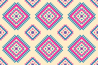 Soyut etnik yerel sanat. Geometrik etnik düzen kabilesel olarak kusursuz. Kumaş Hint tarzı. Arkaplan, duvar kağıdı, illüstrasyon, kumaş, giysi, halı, tekstil, batik, nakış için tasarım.