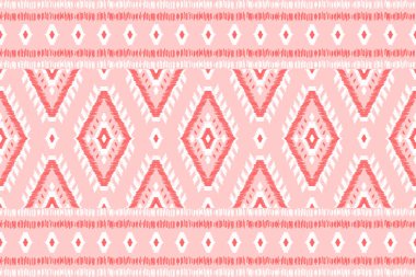 Etnik halı modeli kırmızı. Geometrik etnik örgü, kabilesel düzende kusursuz desen. Meksika usulü. Arkaplan, illüstrasyon, halı, kumaş, giysi, halı, tekstil, batik, nakış için tasarım.