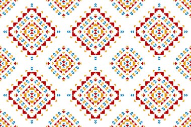 Kumaş Aztek desenli arka plan. Geleneksel geometrik etnik doğulu kusursuz desen. Meksika usulü. Duvar kağıdı, illüstrasyon, kumaş, giysi, halı, tekstil, batik, nakış için tasarım.