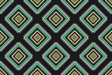 Kumaş kabile desenli sanat. Geometrik etnik kalıplar geleneksel. Amerikan, Meksika tarzı. Arkaplan, duvar kağıdı, illüstrasyon, kumaş, giysi, halı, tekstil, batik, nakış için tasarım.