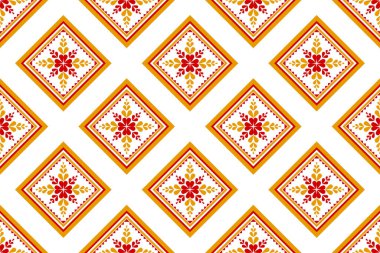 Kumaş çiçek desenli arka plan. Geleneksel geometrik etnik doğulu kusursuz desen. Duvar kağıdı, illüstrasyon, kumaş, giysi, halı, tekstil, batik, nakış için tasarım.