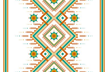 Halı çiçeği kabilesinin arka planı. Geleneksel geometrik etnik doğulu kusursuz desen. Duvar kağıdı, illüstrasyon, kumaş, giysi, halı, tekstil, batik, nakış için tasarım.