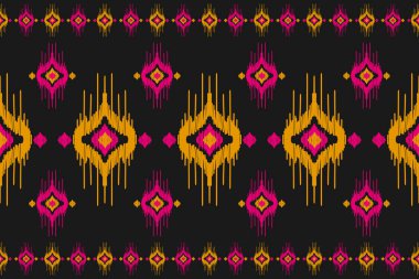 Halı Etnik Şablon Sanatı. Geometrik etnik örgü, kabilesel düzende kusursuz desen. Meksika usulü. Arkaplan, duvar kağıdı, illüstrasyon, kumaş, giysi, halı, tekstil, batik, nakış için tasarım.