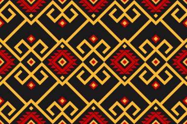 Geometrik etnik düzen kabilesel olarak kusursuz. Amerikan, Meksika tarzı. Arkaplan, duvar kağıdı, illüstrasyon, kumaş, giysi, halı, tekstil, batik, nakış için tasarım.
