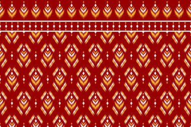 Soyut etnik kabile modeli sanatı. Etnik ikilem kırmızı, pürüzsüz desen. Amerikan ve Meksika tarzı. Arkaplan, duvar kağıdı, illüstrasyon, kumaş, giysi, halı, tekstil, batik, nakış için tasarım.