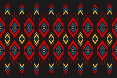 Halı Etnik Şablon Sanatı. Geometrik etnik örgü, kabilesel düzende kusursuz desen. Meksika usulü. Arkaplan, duvar kağıdı, illüstrasyon, kumaş, giysi, halı, tekstil, batik, nakış için tasarım.
