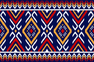 Halı Etnik Şablon Sanatı. Geometrik etnik örgü, kabilesel düzende kusursuz desen. Meksika usulü. Arkaplan, duvar kağıdı, illüstrasyon, kumaş, giysi, halı, tekstil, batik, nakış için tasarım.