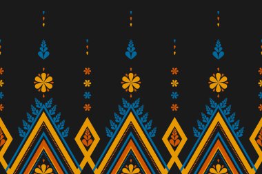 Soyut çiçek desenli sanat. Geometrik etnik düzen kabilesel olarak kusursuz. Amerikan, Meksika tarzı. Arkaplan tasarımı, Vektör illüstrasyon, kumaş, giysi, halı, batik, nakış.