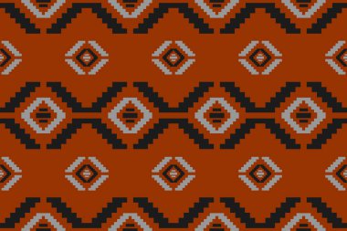 Turuncu kumaş etnik model sanat. Geometrik etnik kalıplar geleneksel. Amerikan, Meksika tarzı. Arkaplan, duvar kağıdı, kumaş, giysi, halı, tekstil, batik, nakış için tasarım.