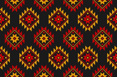 Kumaş çiçek desenli sanat. Geometrik etnik düzen kabilesel olarak kusursuz. Arkaplan, duvar kağıdı, vektör illüstrasyonu, kumaş, giysi, halı, tekstil, batik, nakış için tasarım.