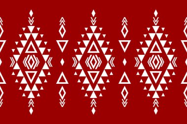 Kumaş etnik aztek desenli sanat. Geometrik etnik kırmızı, kabile biçiminde pürüzsüz bir şekil. Meksika usulü. Arkaplan, illüstrasyon, halı, kumaş, giysi, halı, tekstil, batik, nakış için tasarım.