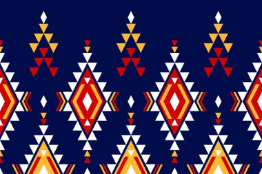 Kumaş kabile desenli sanat. Geometrik etnik kalıplar geleneksel. Amerikan, Meksika tarzı. Arkaplan, duvar kağıdı, illüstrasyon, kumaş, giysi, halı, tekstil, batik, nakış için tasarım.