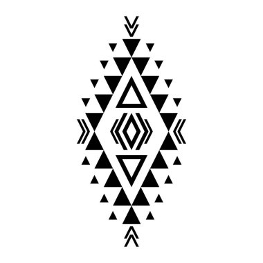 Geometrik etnik model sanatı. Amerikan, Meksika tarzı. Geçmişi Aztek kabilesi süsü. Kumaş, giysi, tekstil, logo, sembol tasarımı.