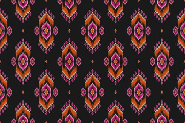 Kumaş desenli sanat. Geometrik etnik kalıplar geleneksel. Amerikan, Meksika tarzı. Arkaplan, duvar kağıdı, illüstrasyon, kumaş, giysi, halı, tekstil, batik, nakış için tasarım.