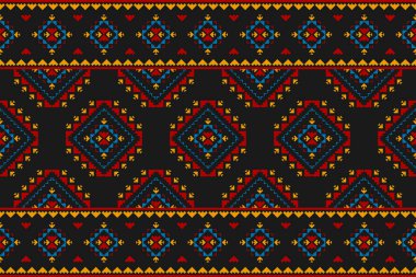 Halı kabile desenli sanat. Geometrik etnik kalıplar geleneksel. Amerikan, Meksika tarzı. Arkaplan, duvar kağıdı, illüstrasyon, kumaş, giysi, halı, tekstil, batik, nakış için tasarım.
