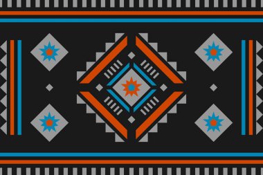 Halı kabile desenli sanat. Geometrik etnik kalıplar geleneksel. Amerikan, Meksika tarzı. Arkaplan, illüstrasyon, kumaş, kıyafet, halı, tekstil, batik, nakış için tasarım.