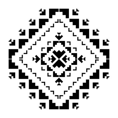 Geometrik etnik model sanatı. Amerikan, Meksika tarzı. Geçmişi Aztek kabilesi süsü. Kumaş, giysi, tekstil, logo, sembol tasarımı.