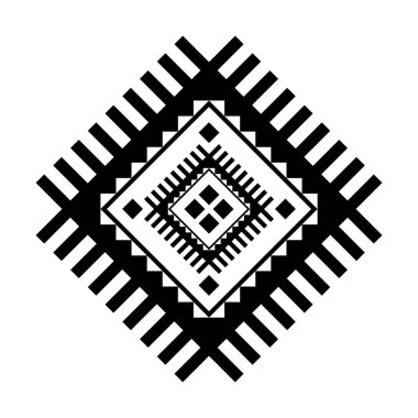 Geometrik etnik model sanatı. Amerikan, Meksika tarzı. Geçmişi Aztek kabilesi süsü. Kumaş, giysi, tekstil, logo, sembol tasarımı.