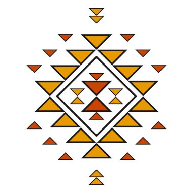 Geometrik etnik model sanatı. Amerikan, Meksika tarzı. Geçmişi Aztek kabilesi süsü. Kumaş, giysi, tekstil, logo, sembol tasarımı.
