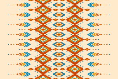 Halı Etnik Şablon Sanatı. Geometrik etnik örgü, kabilesel düzende kusursuz desen. Meksika usulü. Arkaplan, duvar kağıdı, illüstrasyon, kumaş, giysi, halı, tekstil, batik, nakış için tasarım.