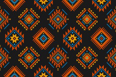 Geometrik etnik kalıplar geleneksel. Amerikan, Meksika tarzı. Aztek kabile süsü izi. Arkaplan, duvar kağıdı, illüstrasyon, kumaş, giysi, halı, batik, nakış için tasarım.