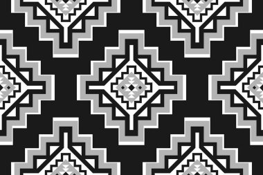 Etnik Aztek desenli sanat. Geometrik kusursuz desen kabile, halk nakışı ve Meksika tarzı. Arkaplan, duvar kağıdı, vektör illüstrasyonu, tekstil, kumaş, giysi, halı için tasarım.