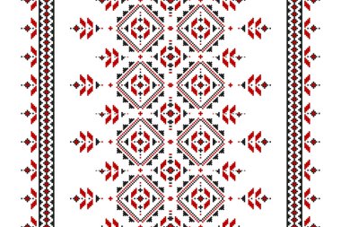 Halı çiçek desenli sanat. Geometrik etnik çiçek desenli kabile. Amerikan, Meksika tarzı. Arkaplan, illüstrasyon, kumaş, giysi, halı, batik, nakış için tasarım.