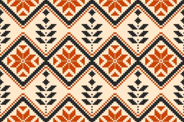 Kumaş Meksika tarzı. Geometrik etnik çiçek desenleri geleneksel. Aztek kabile süsü izi. Arkaplan, illüstrasyon, kumaş, kıyafet, halı, tekstil, batik, nakış için tasarım.