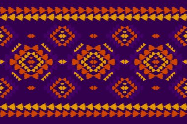 Halı Etnik Şablon Sanatı. Geometrik etnik örgü, kabilesel düzende kusursuz desen. Meksika usulü. Arkaplan, duvar kağıdı, illüstrasyon, kumaş, giysi, halı, tekstil, batik, nakış için tasarım.