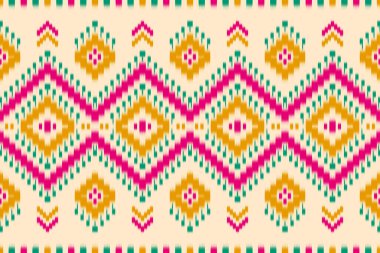 Halı Etnik Şablon Sanatı. Geometrik etnik örgü, kabilesel düzende kusursuz desen. Meksika usulü. Arkaplan, duvar kağıdı, illüstrasyon, kumaş, giysi, halı, tekstil, batik, nakış için tasarım.